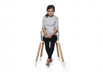 Chaise enfant assise blanche/pieds hêtre - FLEXA