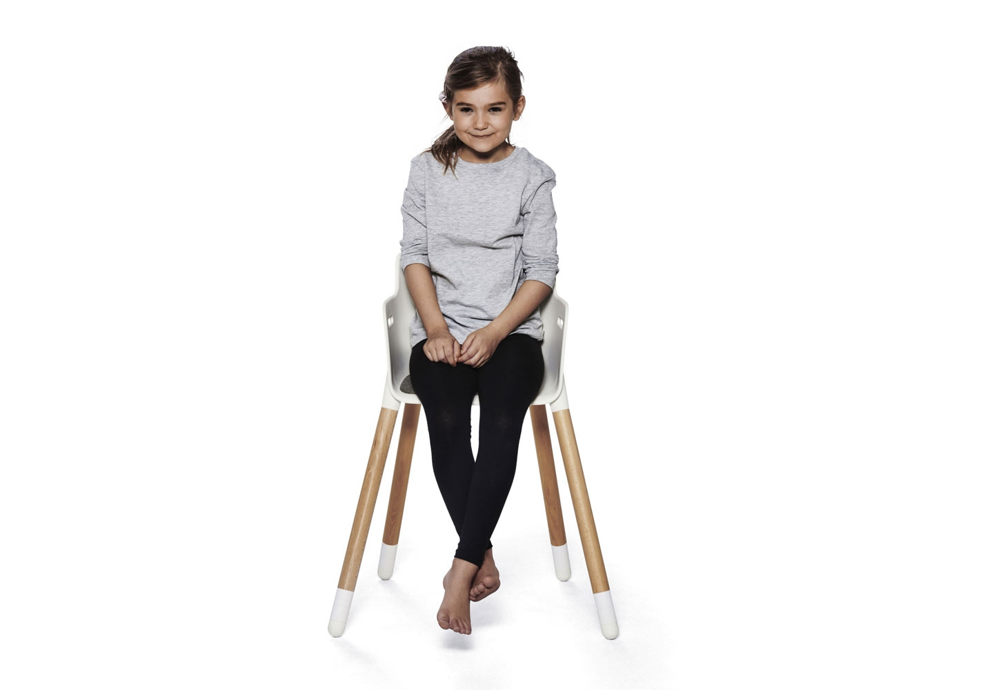 Chaise enfant assise blanche/pieds hêtre FLEXA