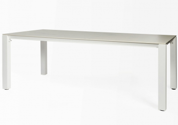 Table Machar top céramique blanc pieds en aluminium - OASIQ