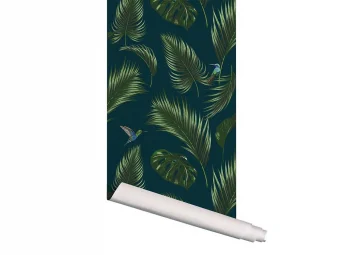 Papier peint Jungle Bleu canard - PAPERMINT