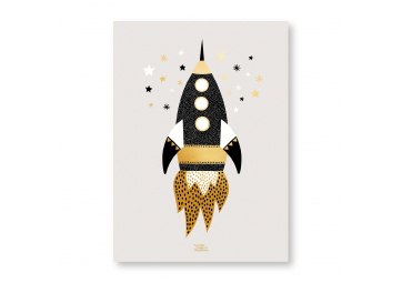 Affiche Gold Space Ship - MICHELLE CARLSLUND