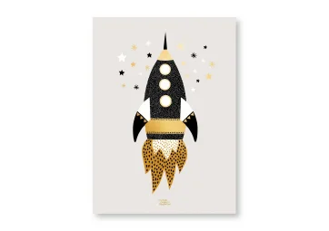 Affiche Gold Space Ship - MICHELLE CARLSLUND