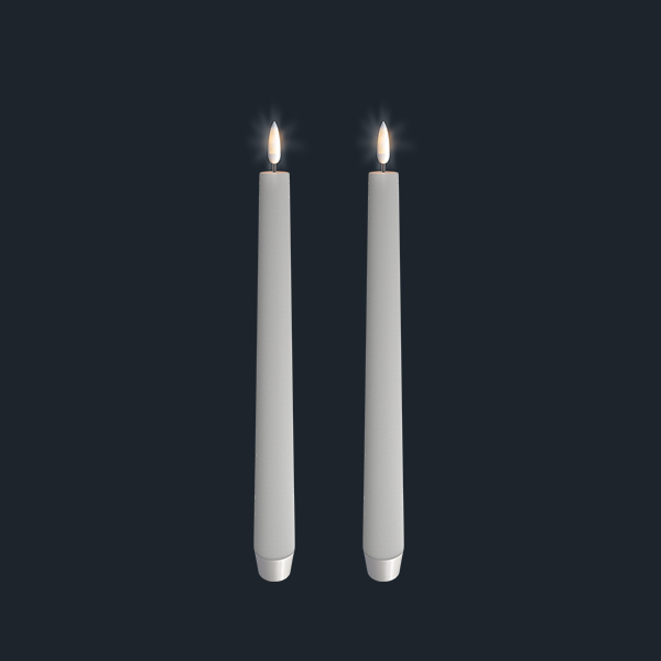 Lot de 2 bougies electroniques - 2,5 x 28 cm - Ivoire 