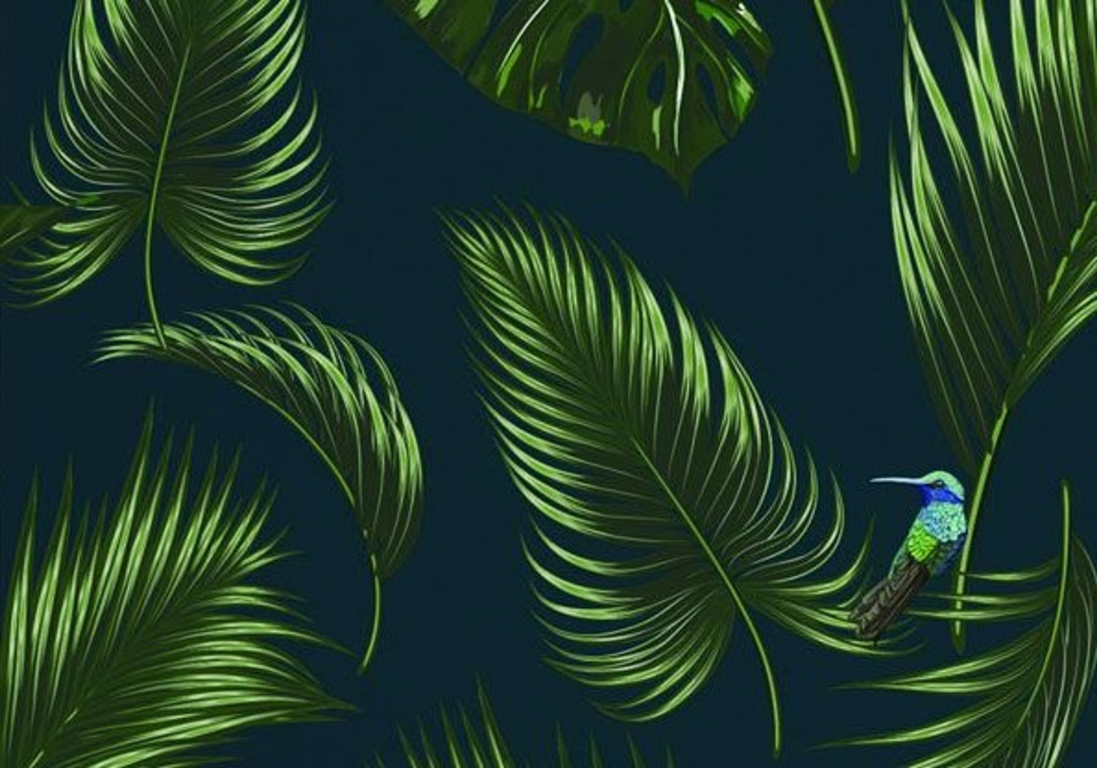 Papier peint Jungle Bleu canard - PAPERMINT