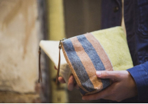 The Belgian Pouch Mini Pochette Red earth stripe - LIBECO