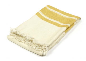 The Belgian Towel Fouta Mustard stripe - LIBECO