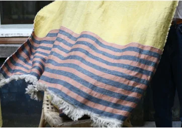 The Belgian Towel Fouta Red earth stripe - LIBECO