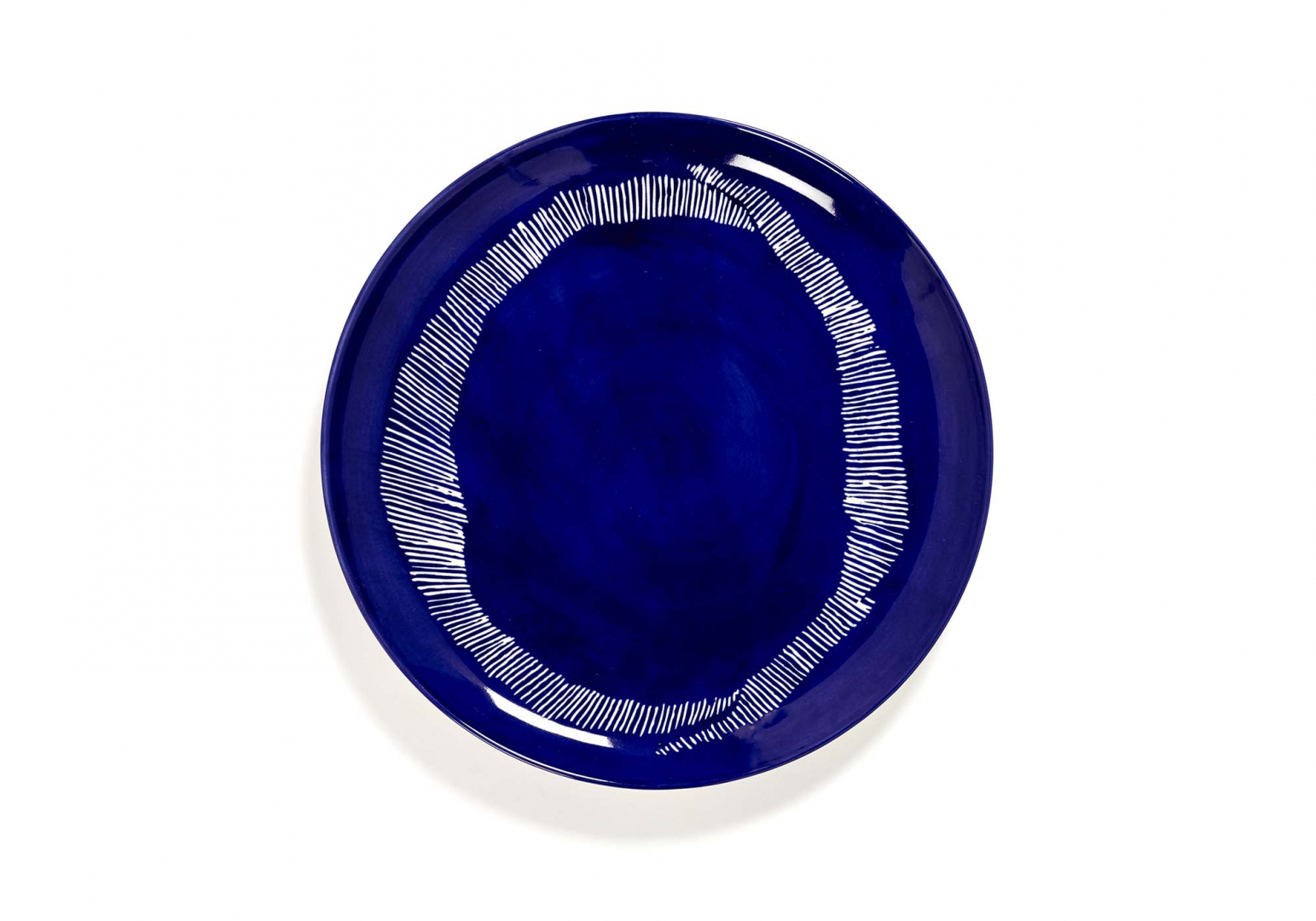 Assiette Feast design L lapis lazuli swirl stripes blanc - SERAX
