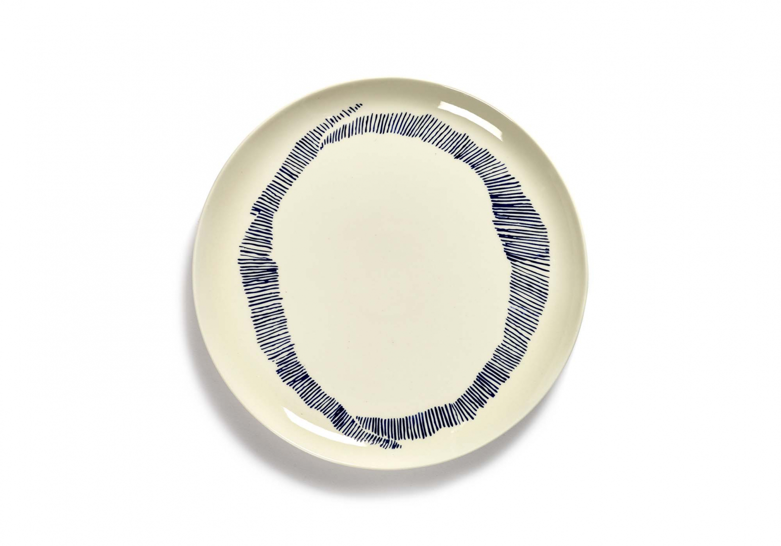 Assiette Feast design L blanche swirl stripes bleu - SERAX
