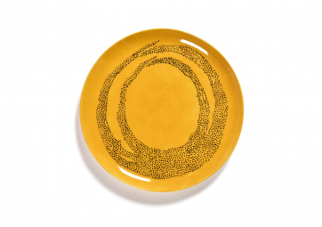 Assiette L sunny yellow dots noir Feast Ottolenghi - SERAX