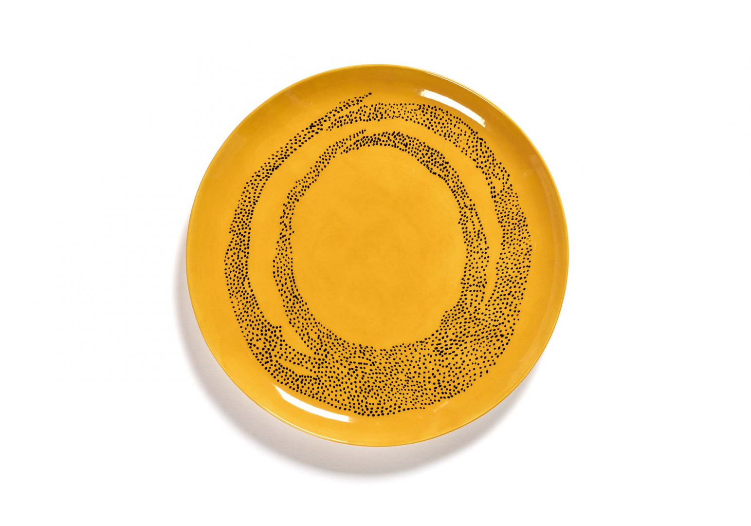 Assiette Feast design L sunny yellow swirl dots noir - SERAX