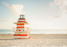 Poster Miami Beach - Cabine phare 30x40 - DAVID & DAVID