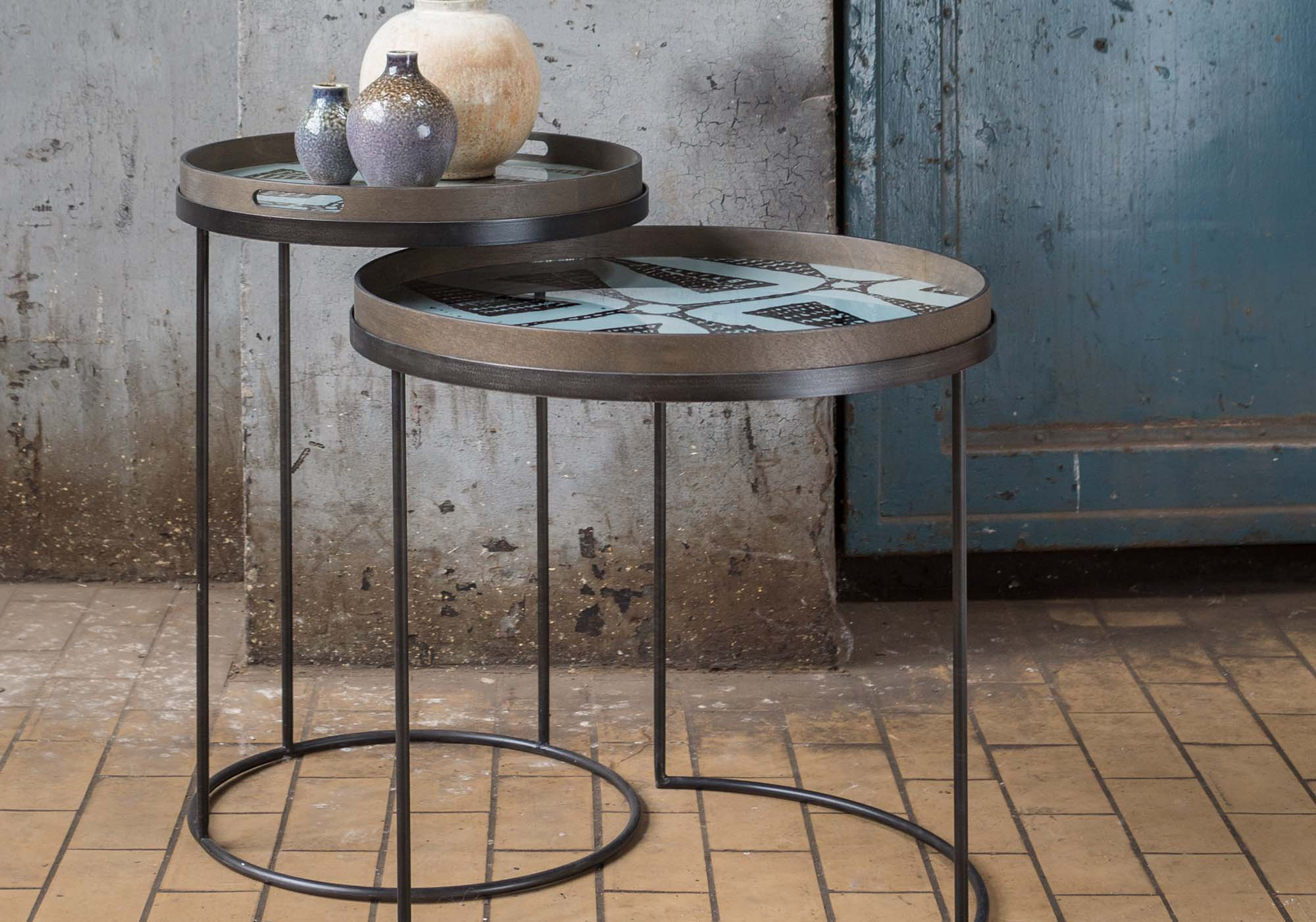 Set de Tables Hautes Round Tray modèle S et L ETHNICRAFT ACCESSOIRES