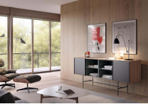 Buffet Aura en walnut et modules moss et graphite - TREKU