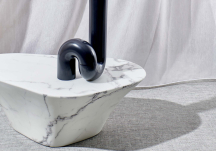 Table Basse Oval aspect marbre blanc - POLS POTTEN