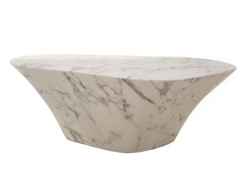 Table Basse Oval aspect marbre blanc - POLS POTTEN