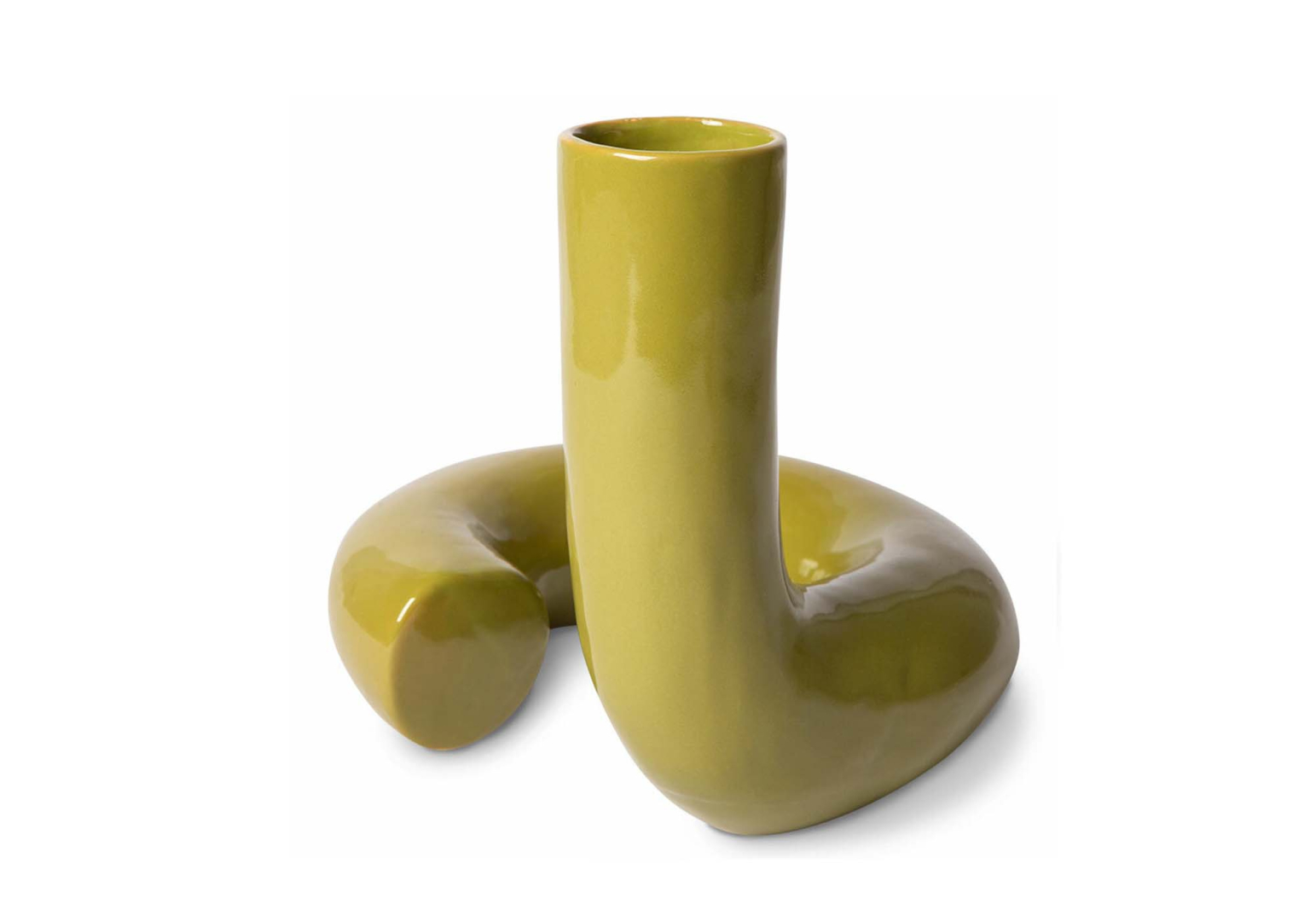 Vase Twisted glossy olive en céramique - HK LIVING