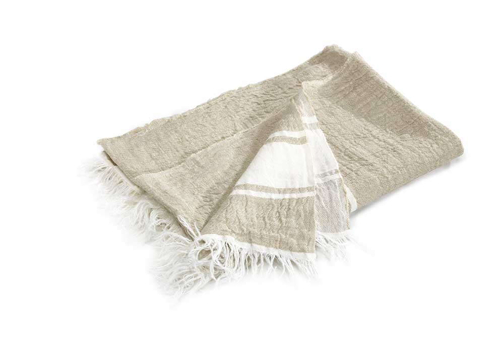 The Belgian Towel Fouta Flax stripe - LIBECO