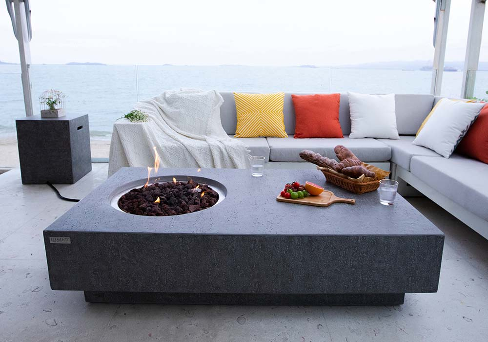 Table cheminée décorative AKENA en béton fibre céramique gris