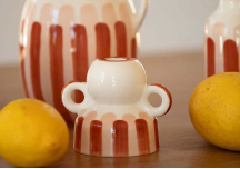 Bougeoir Menorca rayures en céramique - OUSTAO