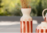 Vase totem Mediterranea rayrures en céramique - OUSTAO