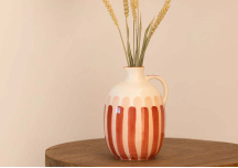 Pichet rond rayures en céramique - OUSTAO