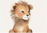 Illustration Aquarelle Baby Lion 30x40 cm - DAVID & DAVID