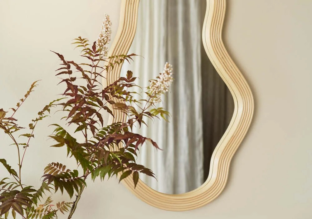 Miroir en rotin scandinave 